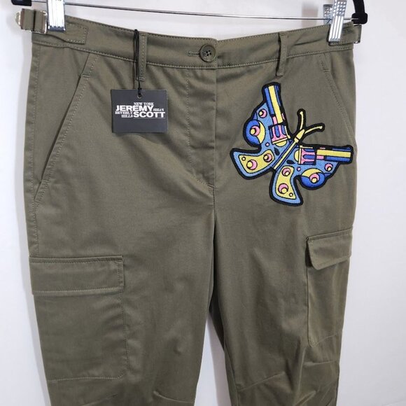 NWT Jeremy Scott Butterfly Patch Crop Cargo Pants Size 40 / 6 - Picture 4 of 11